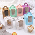 Hot Sale Premium Small clear Window pink Bento Cupcake Packaging Individual Cupcake Boxes with Handle for Wedding Party