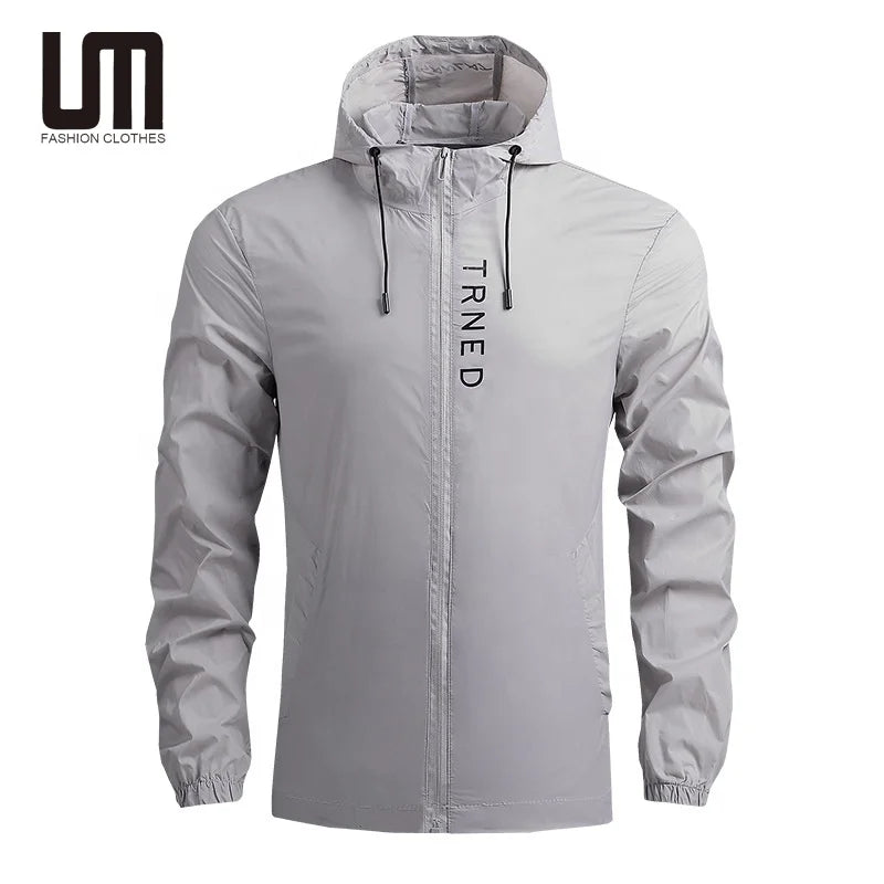Liu Ming Cheap Wholesale Men Windbreaker Casual Lightweight Sun Protection Ice Silk Hooded Outwear Jacket