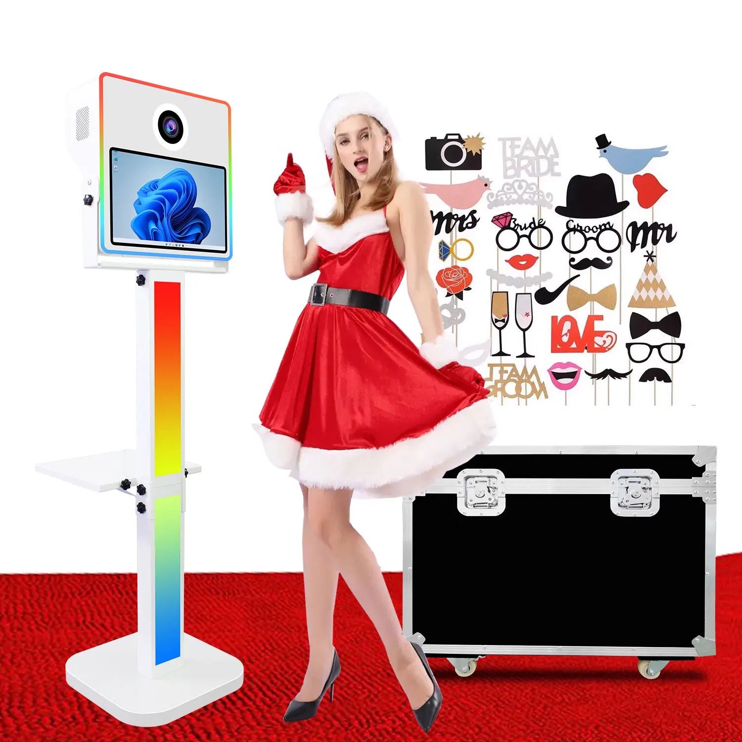 Convenient and Practical Selfie Camera Photobooth 15.6 Inches Touch Screen DSLR Photo Booth Machine Compatible with Printer