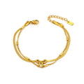 Wholesale 18K Gold Plated Snake Chain Bowknot Bracelet Stylish Stainless Steel Bangles Bow Charm Women Trendy Fashion Jewelry