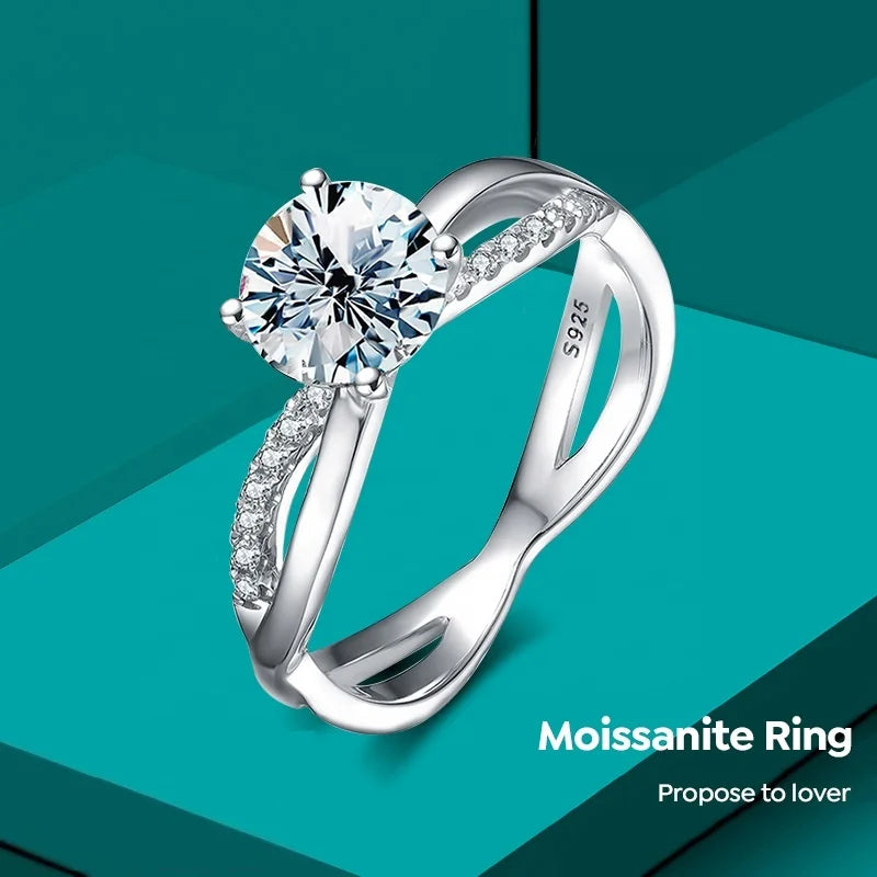 Hotsale 1 Carat Certified Moissanite Diamond Engagement Rings for Women Original 925 Sterling Silver Ring Wedding Bands Jewelry