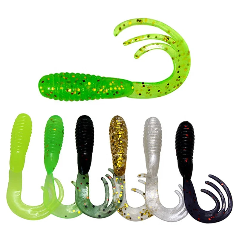 20pcs/Bag 4cm 0.7g Silicone Rubber Soft Bait Worm Single Tail Fishing Lure for Salmon Bream River Stream 50mm Copper