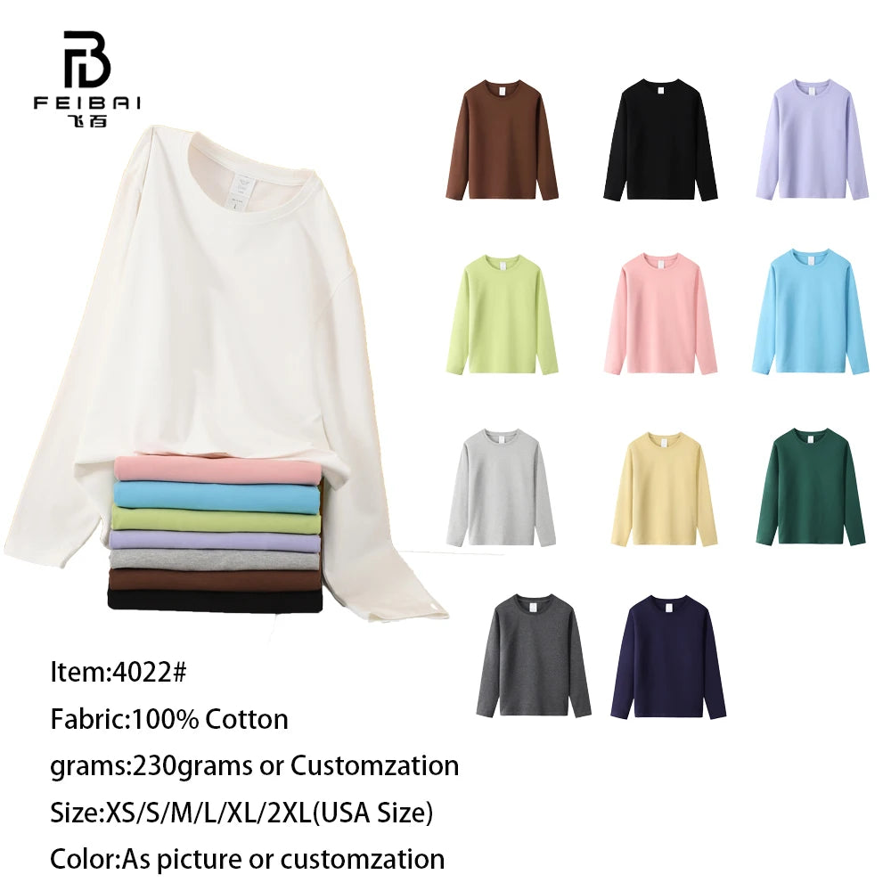 FEIBAI 230g 100% Cotton  Long Sleeve Tee Shirt (Spike During Live Broadcast)