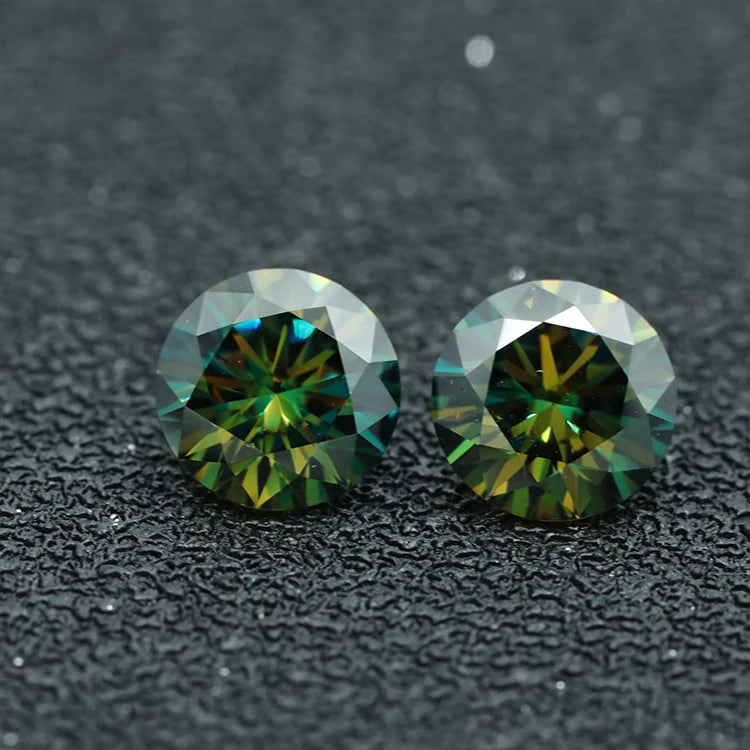 Blue Green Color Fancy Round Brilliant Cut D VVS Lab Synthetic Loose Moissanite Diamonds for Jewelry Rings MegaBDM