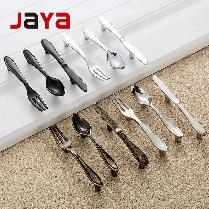 JAYA Modern Simple Zinc Alloy Handle New Style Knife and Fork Creativity Handle Cabinet Drawer  Kitchen Handle Door Knob