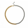 Women's RANOVEO 8MM Hiphop Cuban Chain Gold Silver Mixed Stainless Steel 16 Inches Necklace Chains for Party Gift Collar Choker