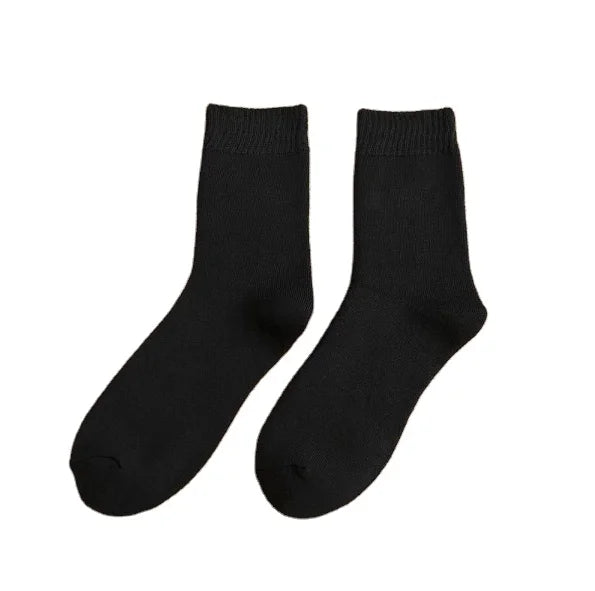 Autumn Winter Solid Color Warm Towel Bottom Thickens Cotton Crew Socks for Man Woman