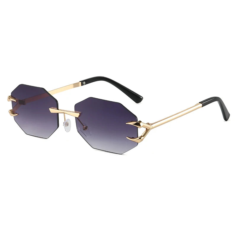 Rimless Polygon Sunglasses Retro Alloy Men Women's Sun Glasses Green Yellow Red Brown Blue Metal PC Eyeglasses Shades
