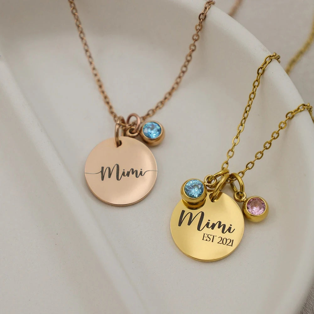 New Style Customization Necklace With Zircon Gold Round Stainless Steel Design Word Letter Message Necklace