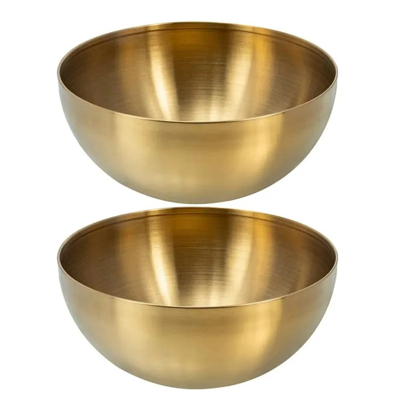 Gold 12cm 15cm 20cm 25cm 28cm Baking Kitchen Meal Prep Container Salad Bowl Stainless Steel Mixing Bowls Set