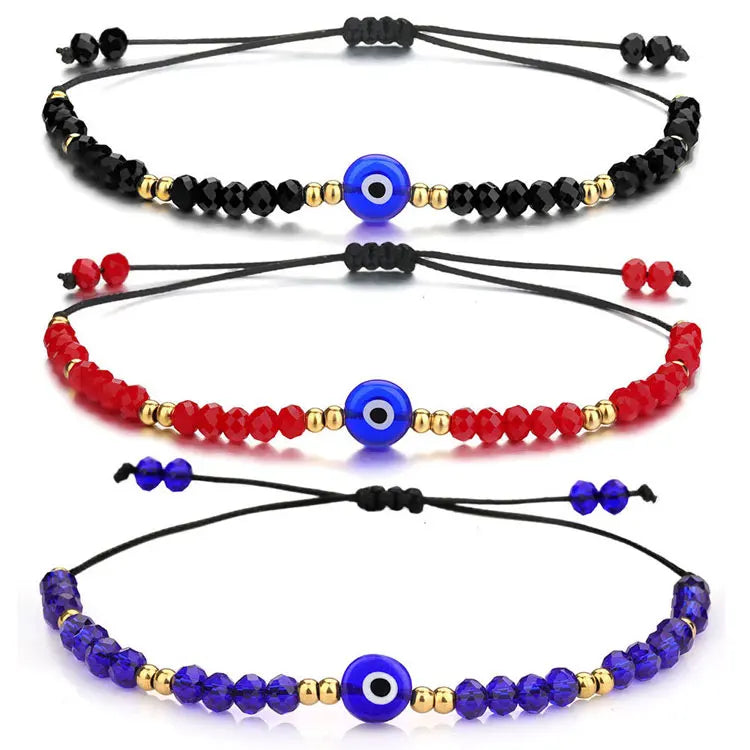 SC Wholesale Handmade Black String Couple Bracelet Colorful Crystal Beaded Bracelet Bff Turkish Lucky Devil Eye Bracelets Women