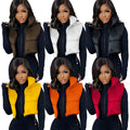 Autumn Winter Women New Vest Top Solid Color Stand Collar Zipper Sleeveless Women Casual Jacket
