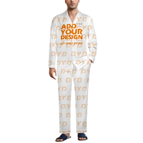 Print on Demand Pajamas Set Spring and Autumn  Long Sleeve Home Clothes Large Men's Pajamas Casual Night Suit