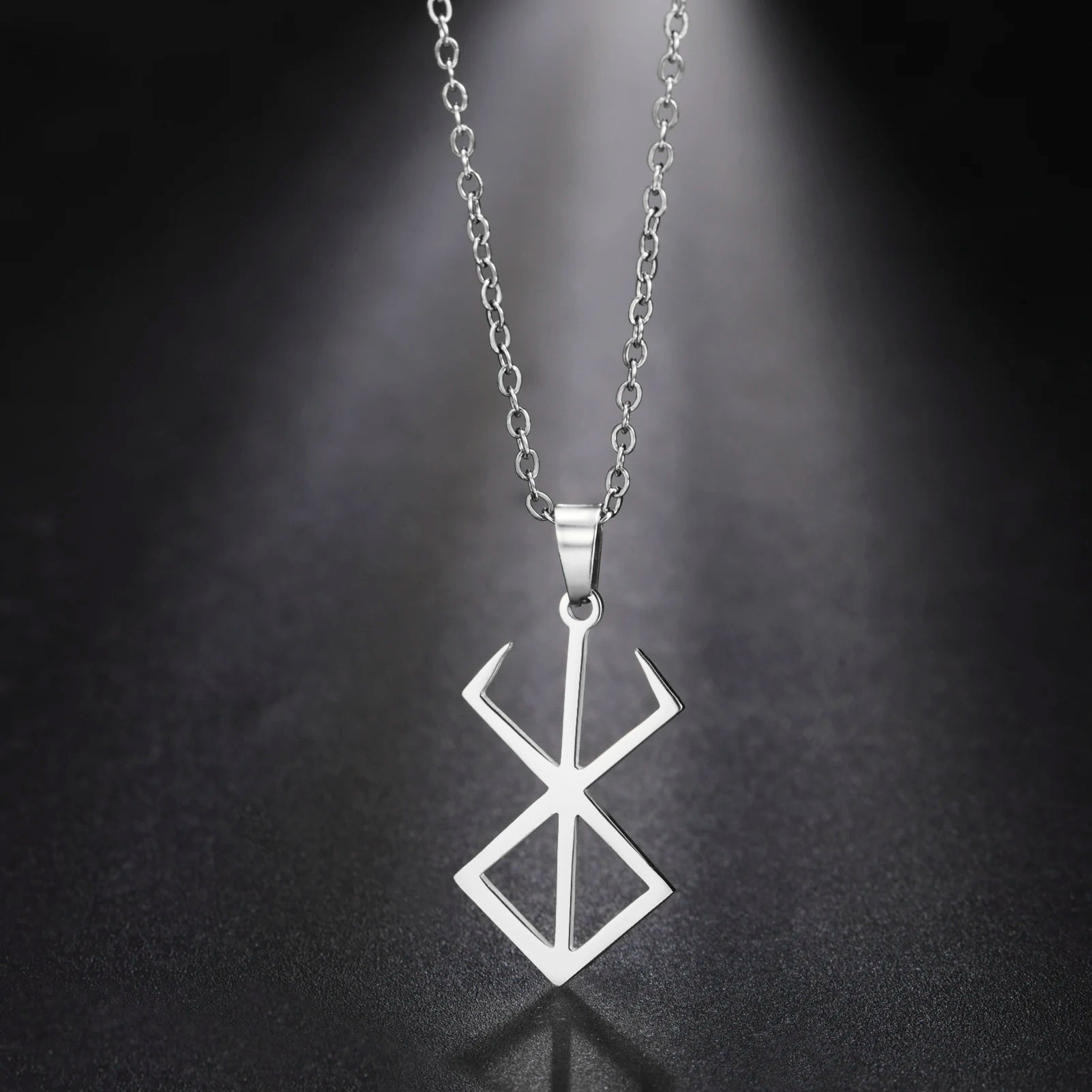 Hollow Out Stainless Steel Fury Rune Necklace Gold Color Fury Rune Charm Necklace Gifts Amulet for Men