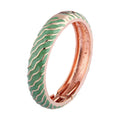 Daili Green Enamel Wave Chunky Bracelets Women's Fashion Accessory with Engraved Bangle