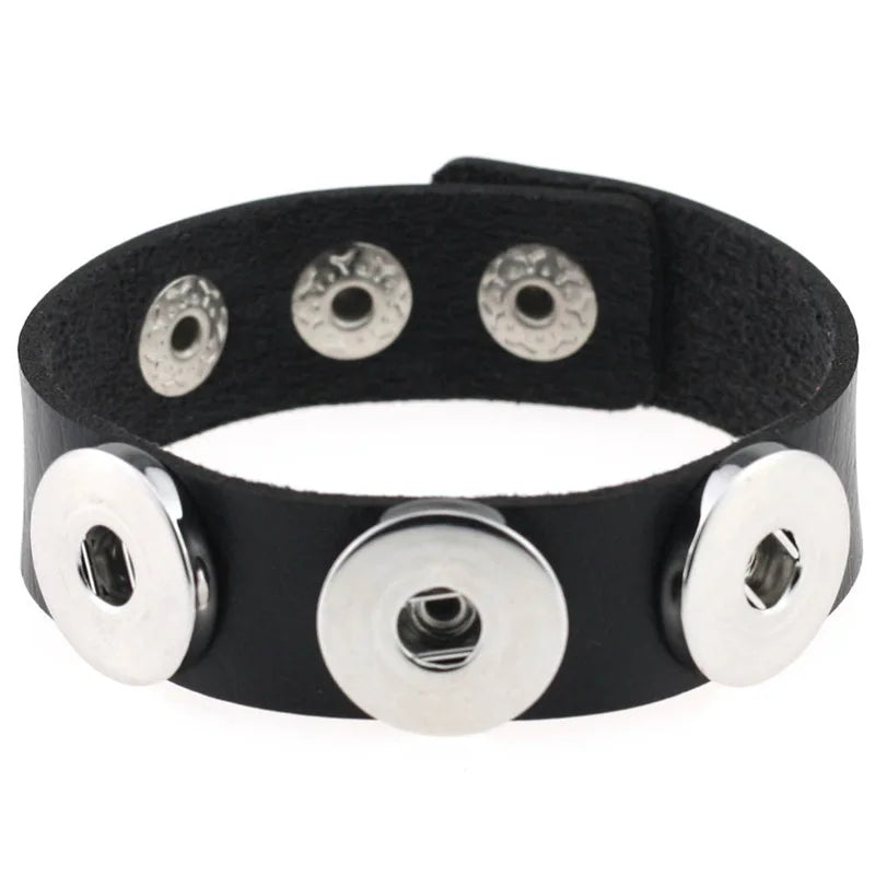 Fashion Punk Simple Bracelet Jewelry Cheap Multi Color DIY PU Leather Snap Button Bracelets
