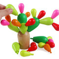 Wooden Montessori Balancing Cactus for Stacking Rainbow Toys - Build and Stack Pegboard Set for Toddlers - Fun and Educational