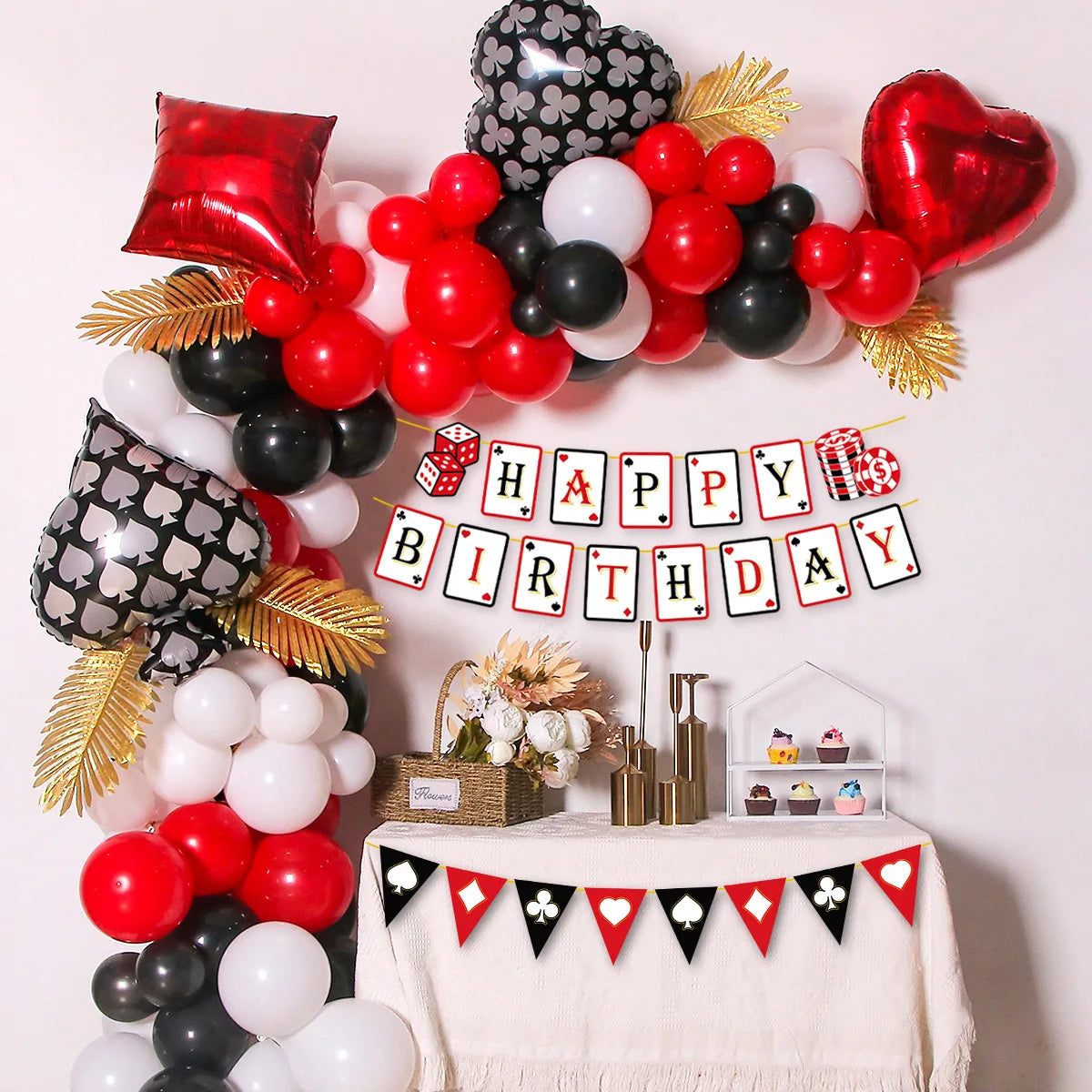 Casino Party Poker Theme Birthday Paper Banners Happy Birthday Letter Banner Party Decoration Set
