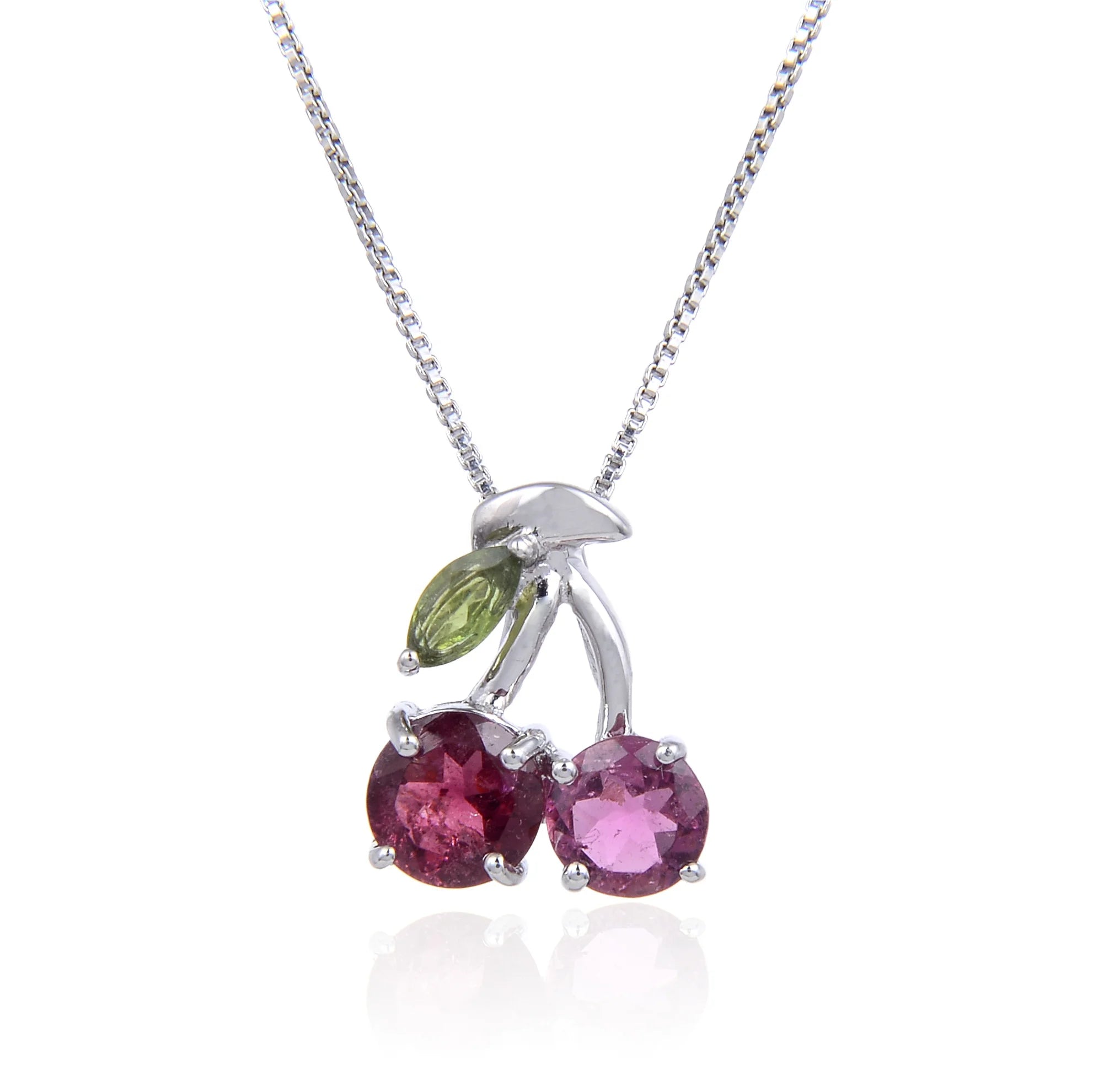 Abiding Natural Tourmaline Gemstone Pendant Inspired Botanic Leaf Jewelry 925 Sterling Silver Pendant Necklace Women for Bridal