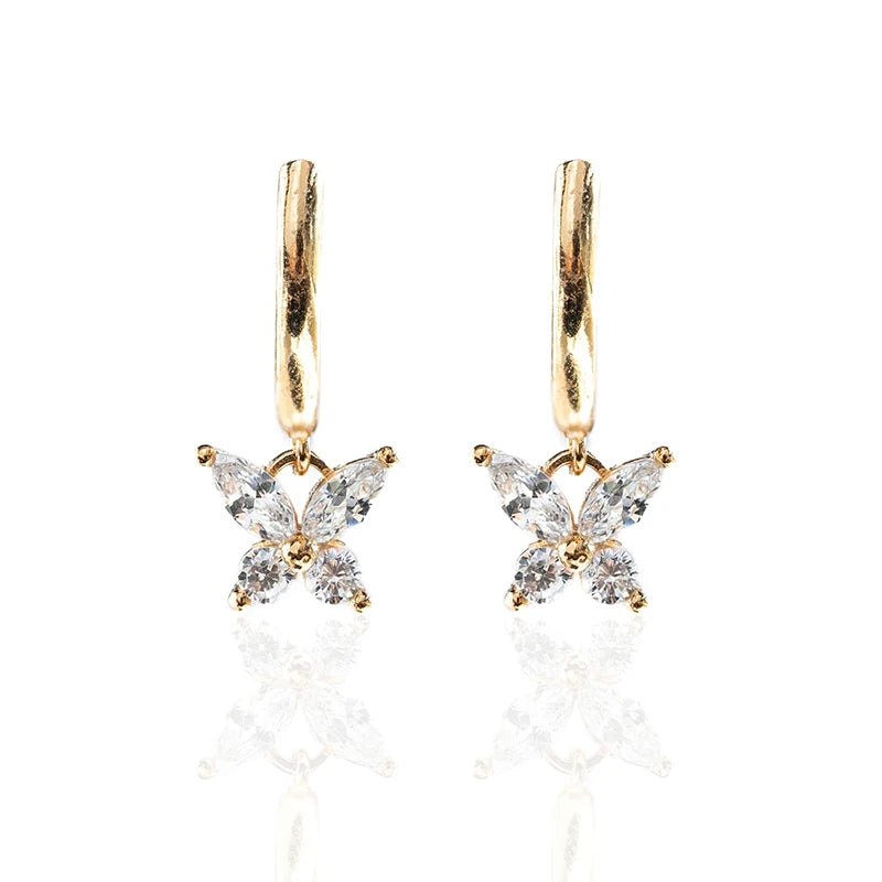 CANNER 18K Gold Plated Fashion New Products Personality Creative Simple Butterfly Zircon Pendant  Hoop Earrings