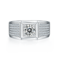 1carat Men Moissanite Diamond Ring S925 Sterling Silver White Color Moissanite Gemstone for Man Rings
