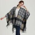New Fashion Ladies Winter Autumn Warm Acrylic Poncho Shawls Classic Checkered Plaid Pattern Pashmina Capes Ponchos With Tassels