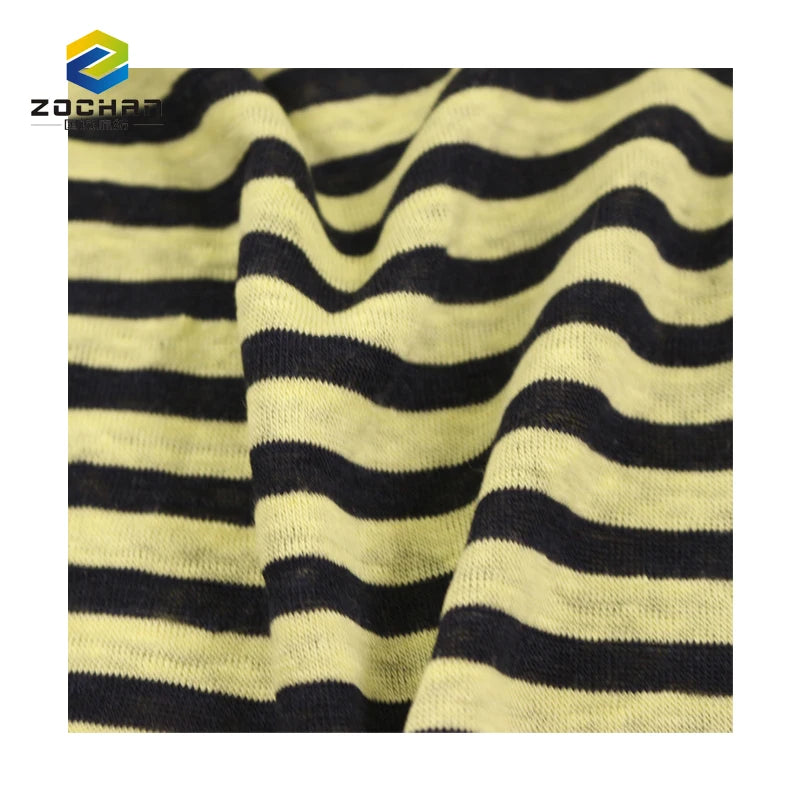 Eco-friendly 160gsm GOTS 100% Organic Linen Stripe Jersey Sustainable Pure Organic Linen Fabric for Kids t Shirt Dress