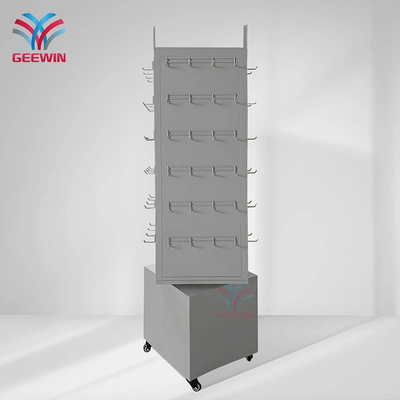 Metal Flooring Display Stands Rotate Store Boutique Display Shelves  Swivel Product Shopping Display Stands With Hooks