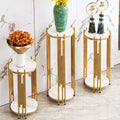 Custom Marble Stainless Flower Shelf Display Stand Gorgeous Wedding Party Decorative Marble Metal Flower Display Rack Stand