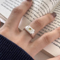 925 Sterling Silver Yellow Cubic Zircon Minimalist Rings Party Girls Jewelry Open Ring
