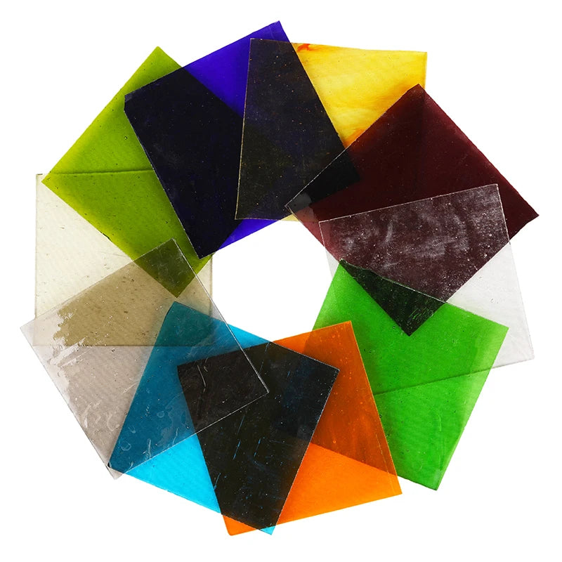 Buenoarte 3mm Thick 30x30cm Transparent Traditional Stained Glass Sheet Variety Color Tiffany Glass Mosaic DIY Art Hobby 1 Year