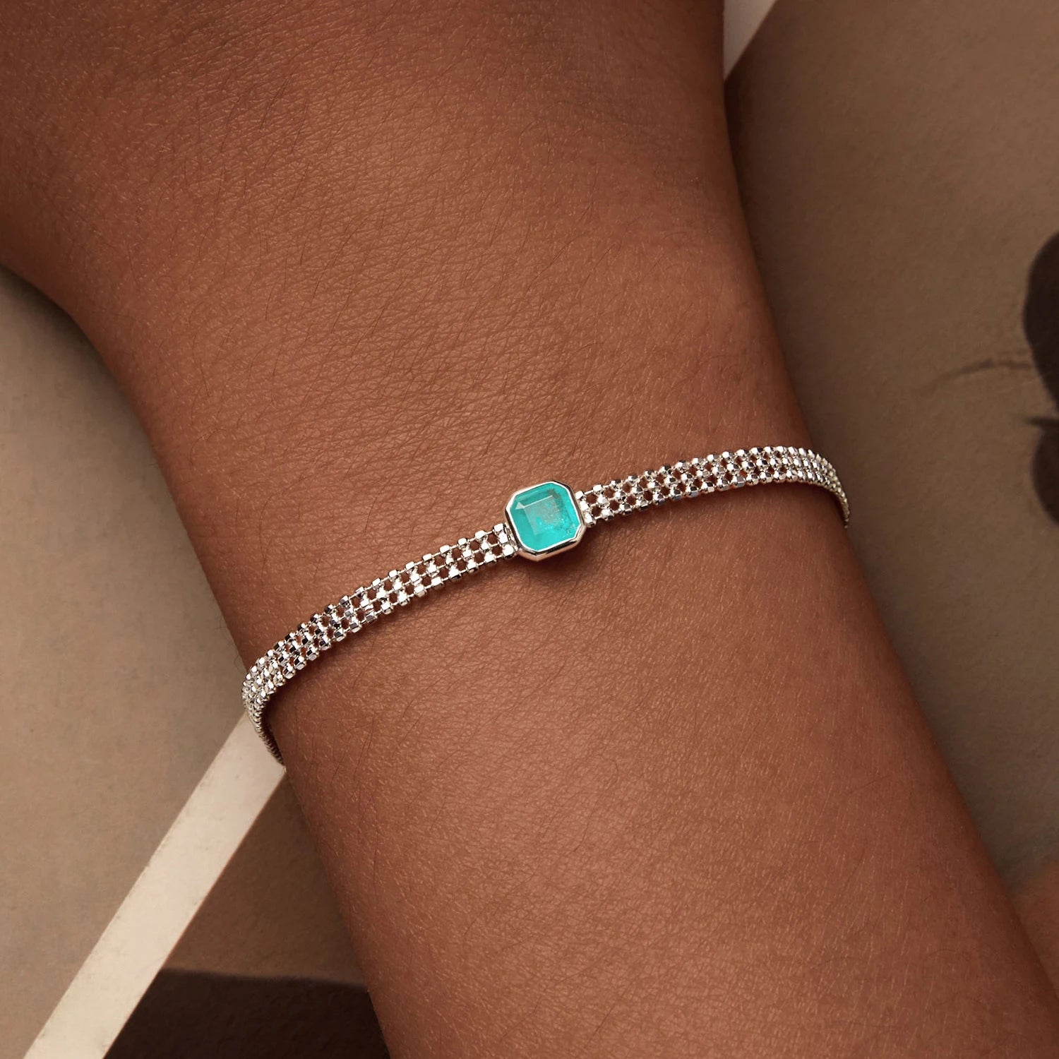 925 Sterling Turquoise Zircon Bracelet Multi-layer Beads Chain Link for Women Original Design Delicate Fine Jewelry Gift BSB157