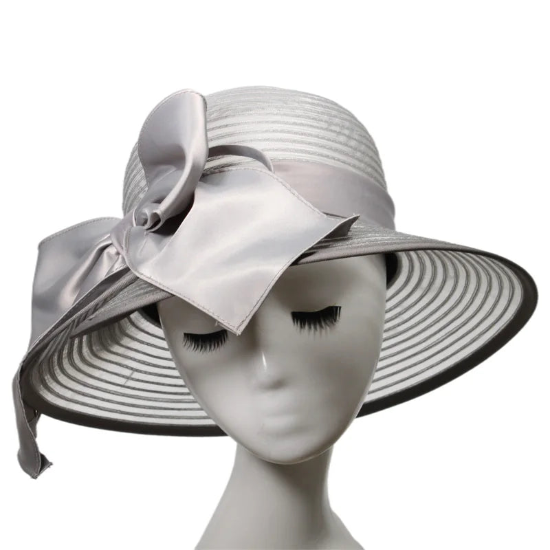 ABPF Handmade Custom Quality Popular Design Flower Decoration Organza Fashion Church Hats Ladies Sinamay Beach Party Bucket Hat