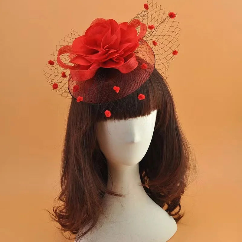 Hot Sale Vintage Flower Dress Hat Base Women  Feather Fascinator Hat Hair Clip Women Fascinator Hat