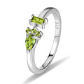 W0837 Precision Casting Jewelry Wholesale Colored Natural Stone 925 Sterling Silver Baguette Cut 2x4mm Peridot Toi Et Moi Ring