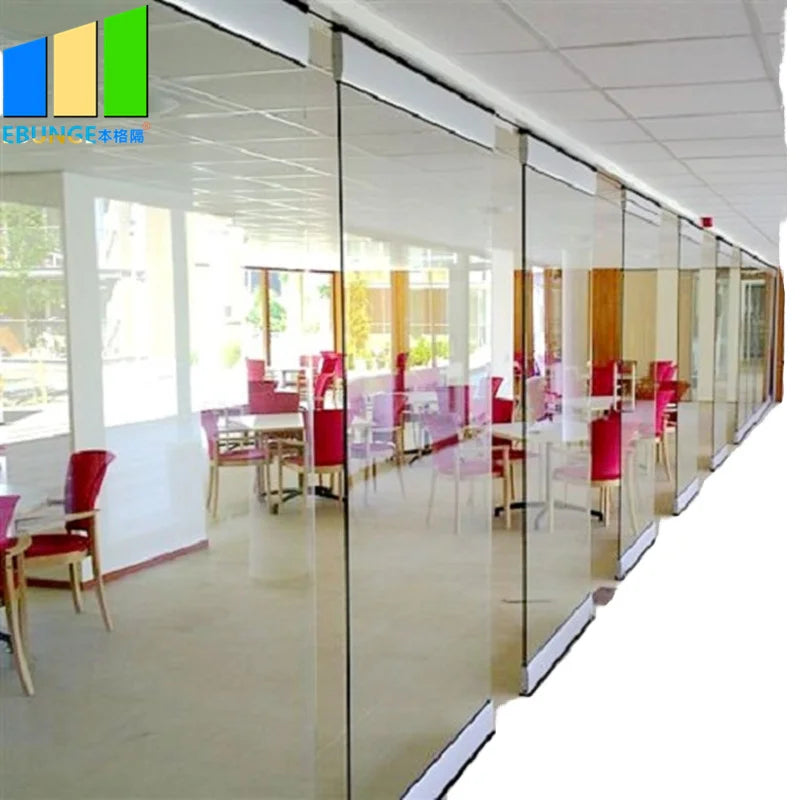 Coffee Shop School Foldable Frameless Tempered Glass Partition with Fireproof Feature for Outdoor Kitchen Warehouse Bathroom Use