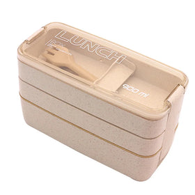 Summer China Suppliers Design Safety Eco Friendly Kitchen Gadgets Green Wheat Lunch Box With Fork Spoon