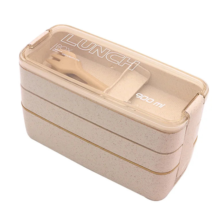 Summer China Suppliers Design Safety Eco Friendly Kitchen Gadgets Green Wheat Lunch Box With Fork Spoon