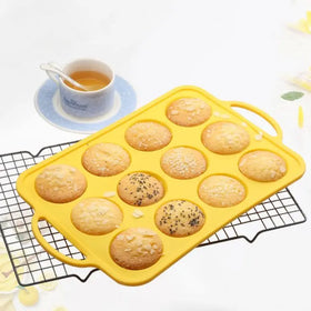 2026 New Arrival 12 Cavity Medium Semi Sphere Silicone Cake Baking Mold With Handle and Steel Ring