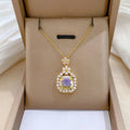 DAIHE Fashion New Full Diamond Necklace 18k Gold-Plated Stainless Steel Crystal Stone Necklace