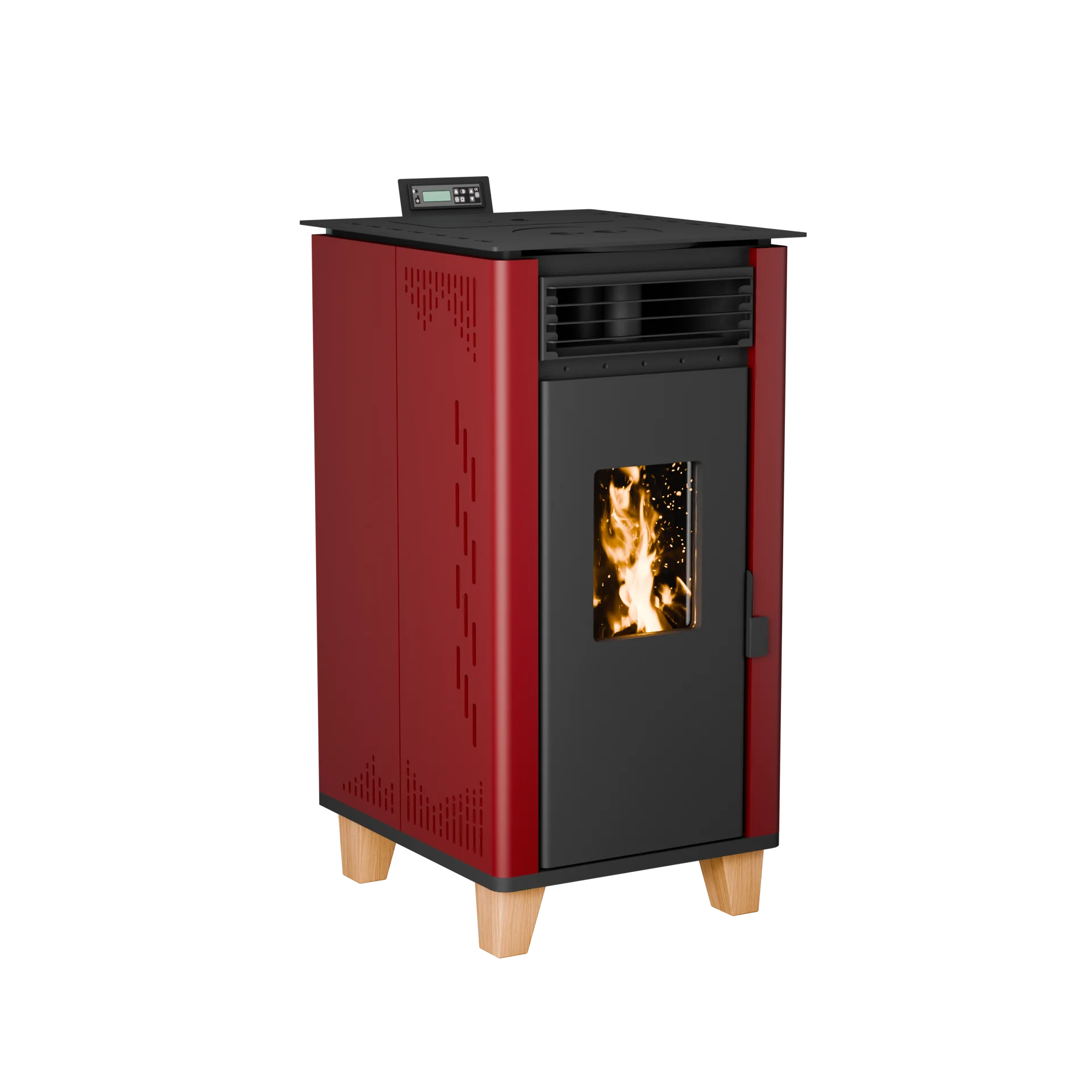 PANSEE PS-60 Pellet Stove Smokeless Design with Remote Control Modern Villa Use Eco-Friendly Cold Rolled Steel Construction