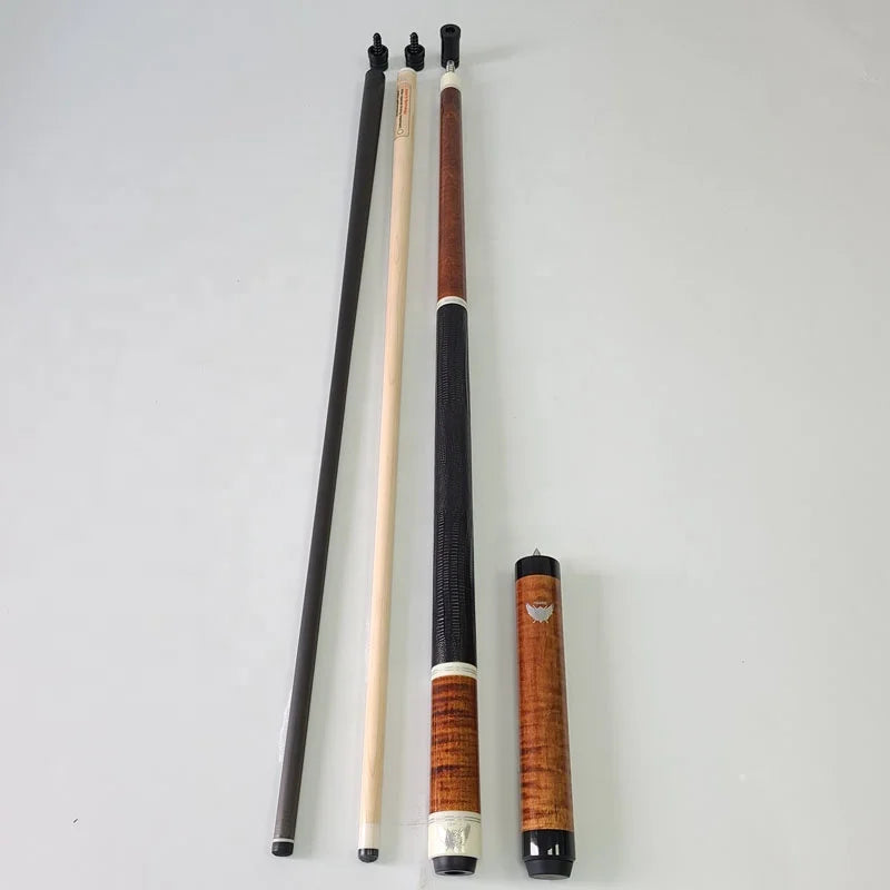 Golden Ebony Wood Cueangel 58inch+13mm Tip Size Radial Pin Leather Wraps with Carbon Shaft & Extension Pool Billiard Cues