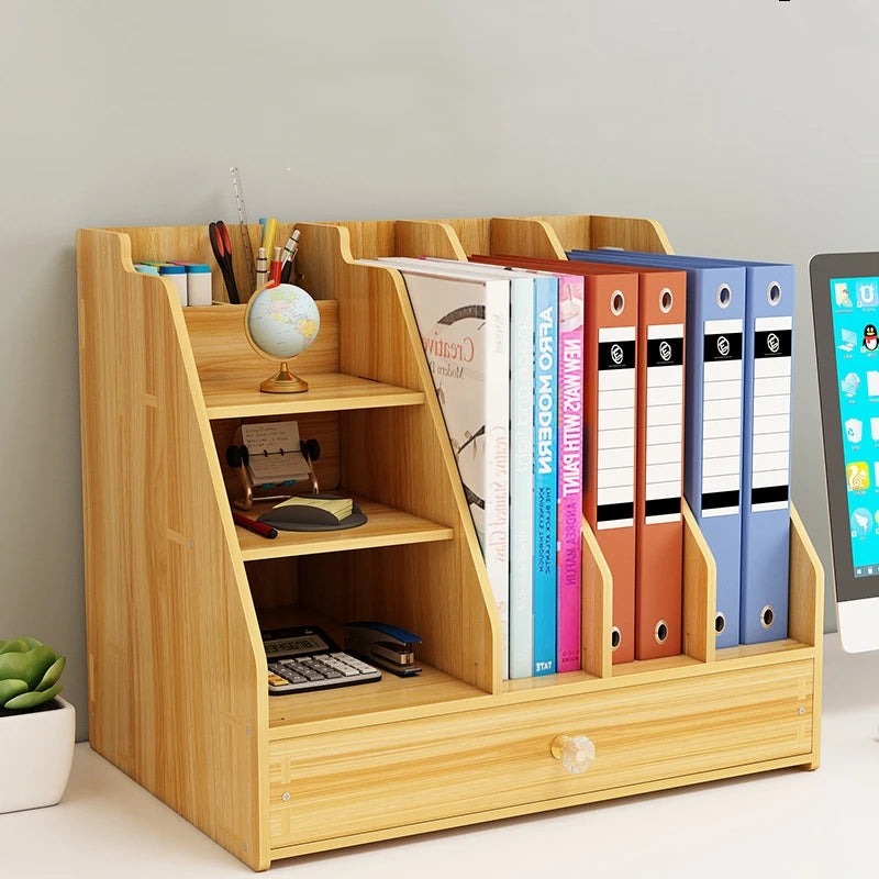 Wood Square Lacquer Desk Organizer and Accessories with File Organizer for Office Supplies Storage in Carton
