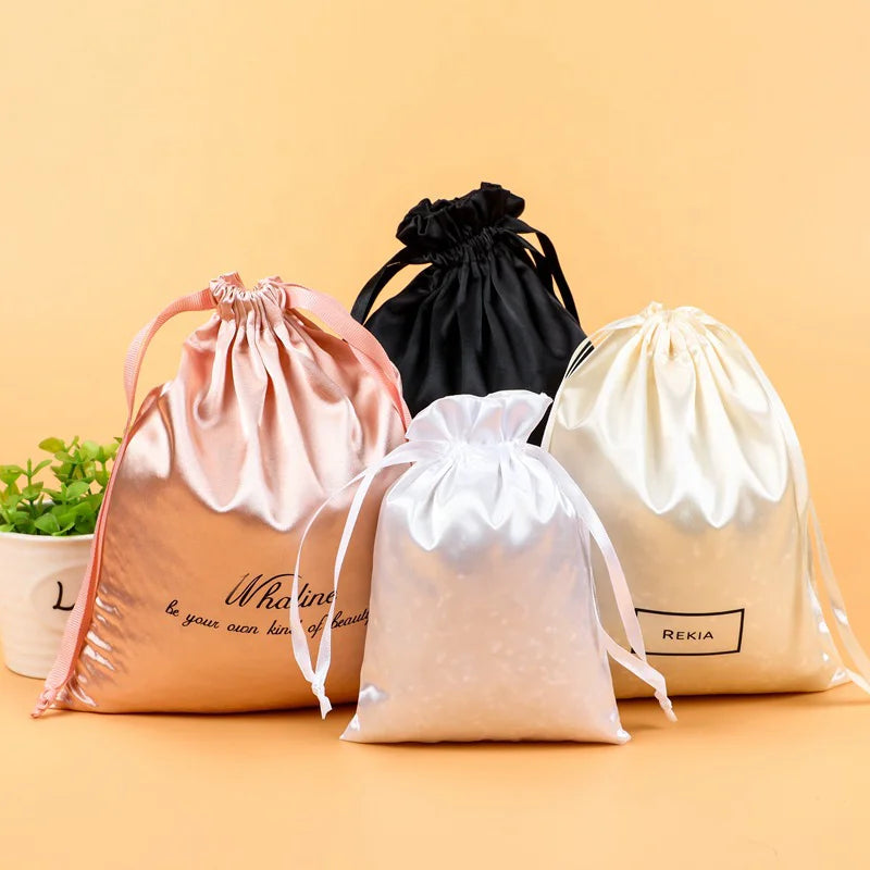 Wholesale Custom Printed Satin Shoe Bags With Drawstring Custom Dust Shoe Cover Satin Drawstring Bag Large
