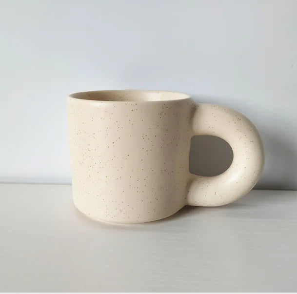 Solhui Creative Fat Ceramic Coffee Mug Speckled Coffee Cups with Big  Handle
