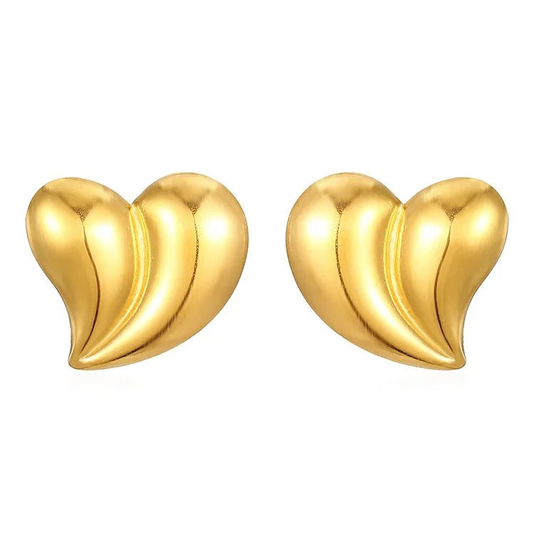 Cute Simple Design 18k Gold Plated Stainless Steel Heart  Earrings Splicing Color Earrings Wholesale of Women's Jewelry
