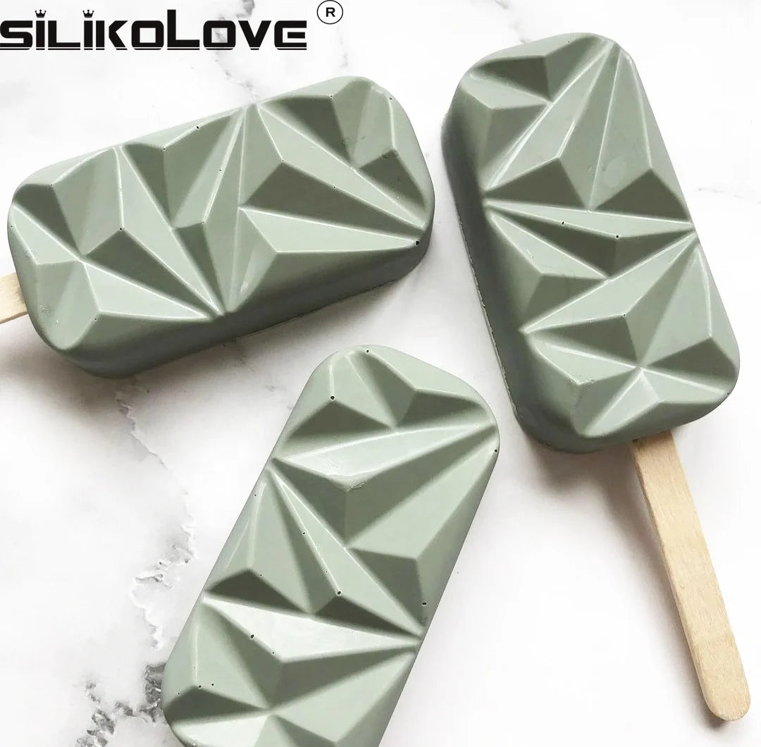 New Design Irregular Gem Shape Ice Cream Maker Popsicle Mold Silicone Ice Pop Mold BPA Free Standard
