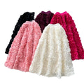 Trendy Medium to Long French Elegant Three-dimensional Rose Blossom Fluffy fairy A-line Half Skirt for Women's