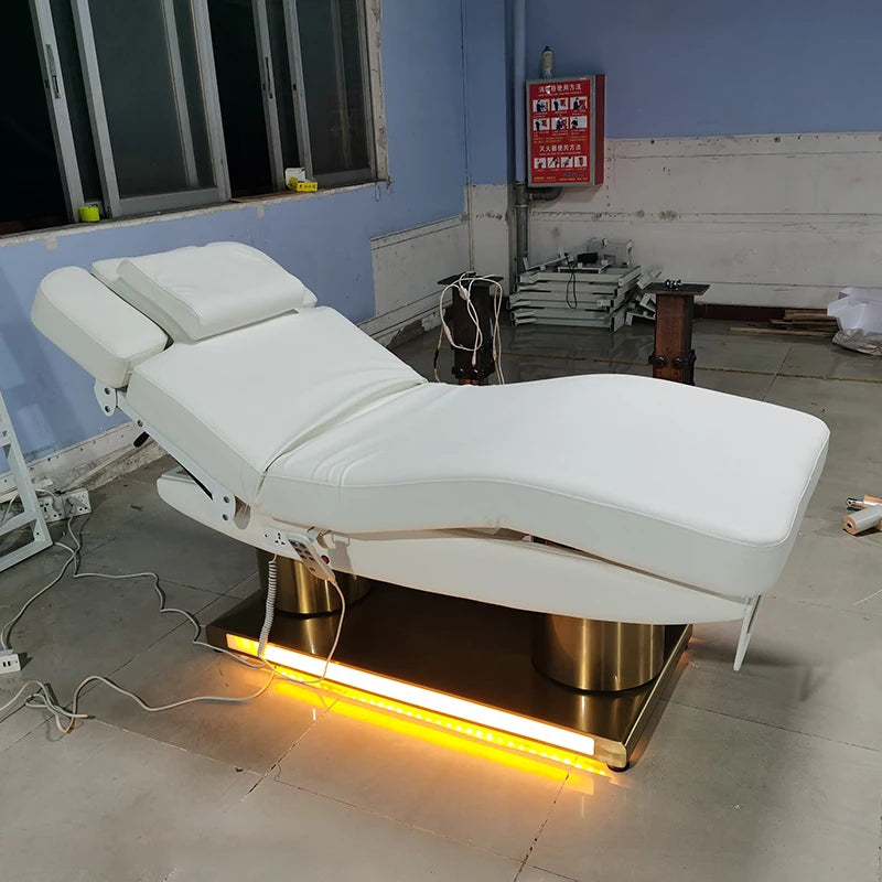 Luxury Beauty Salon Equipment Eyelash Bed 3 Motors Electric Beauty Saloon Massage Table Facial Bed with Led Lighting