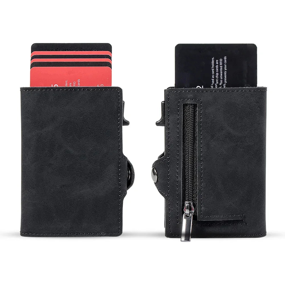 Hot Selling Aluminium Alloy Slim Minimalist Sim Card Holder Wallet for Pop up with Zipper Money Bag Credit Card